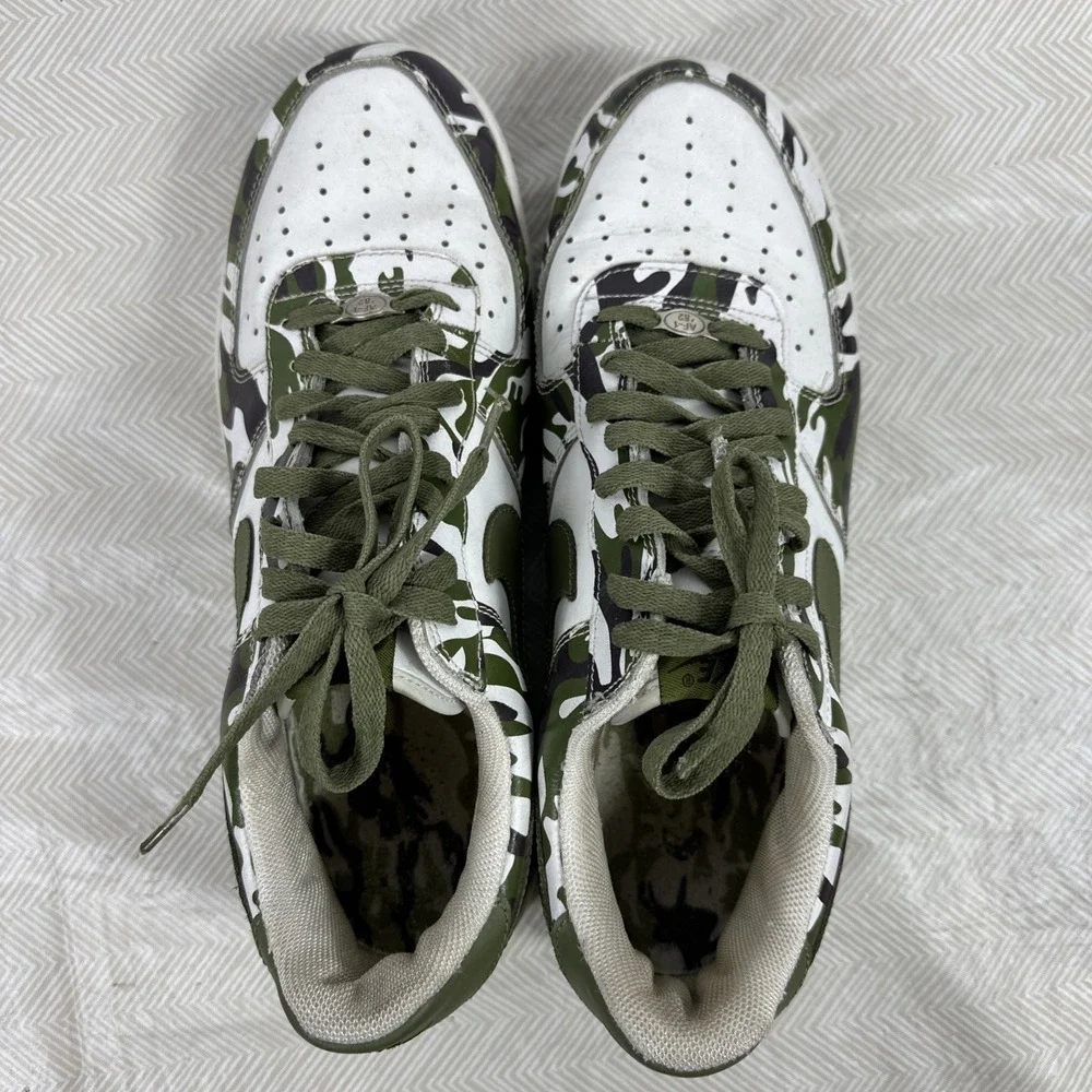 NIKE AIR FORCE 1 CAMO Size 12 306353‎ 131 White Green Sneakers 2004 Low Top Shoe
